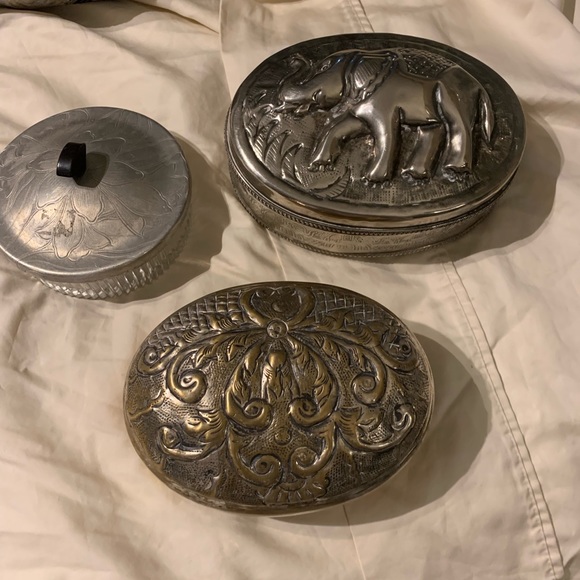 Three different jewelry boxes Glass and silver